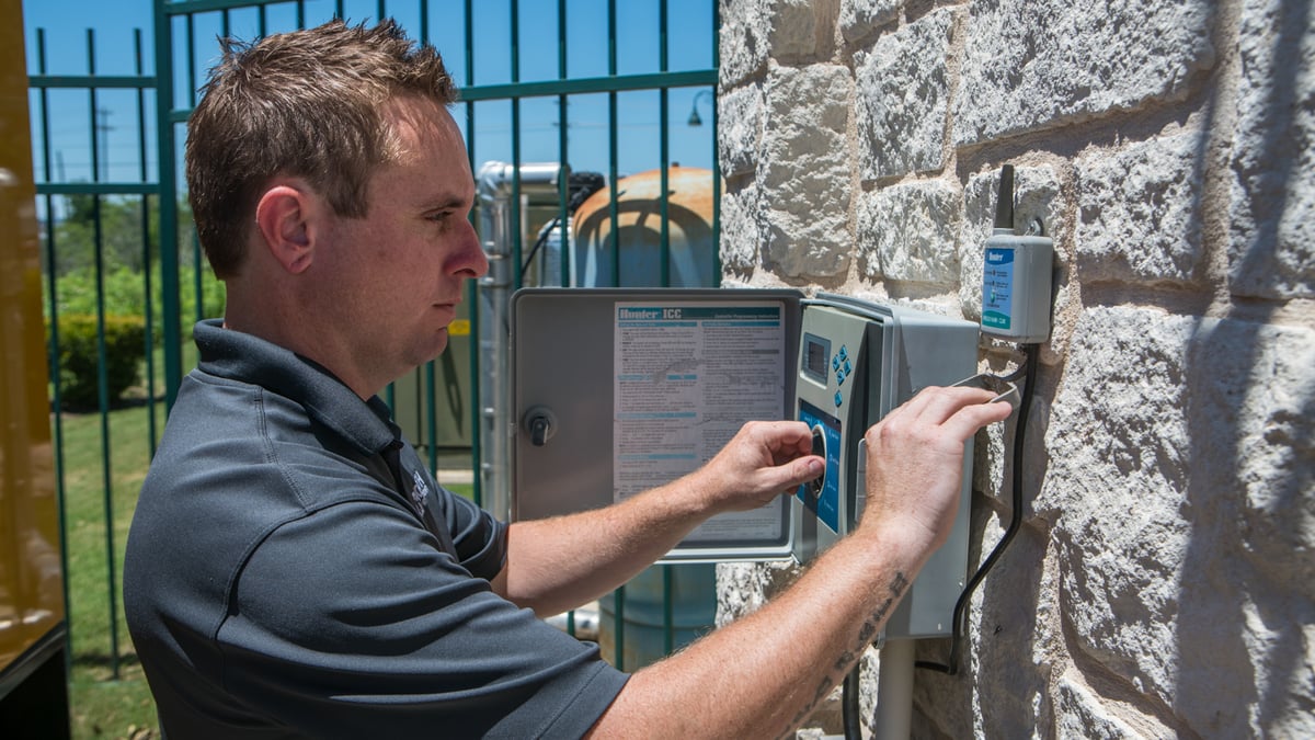 irrigation controller on model home