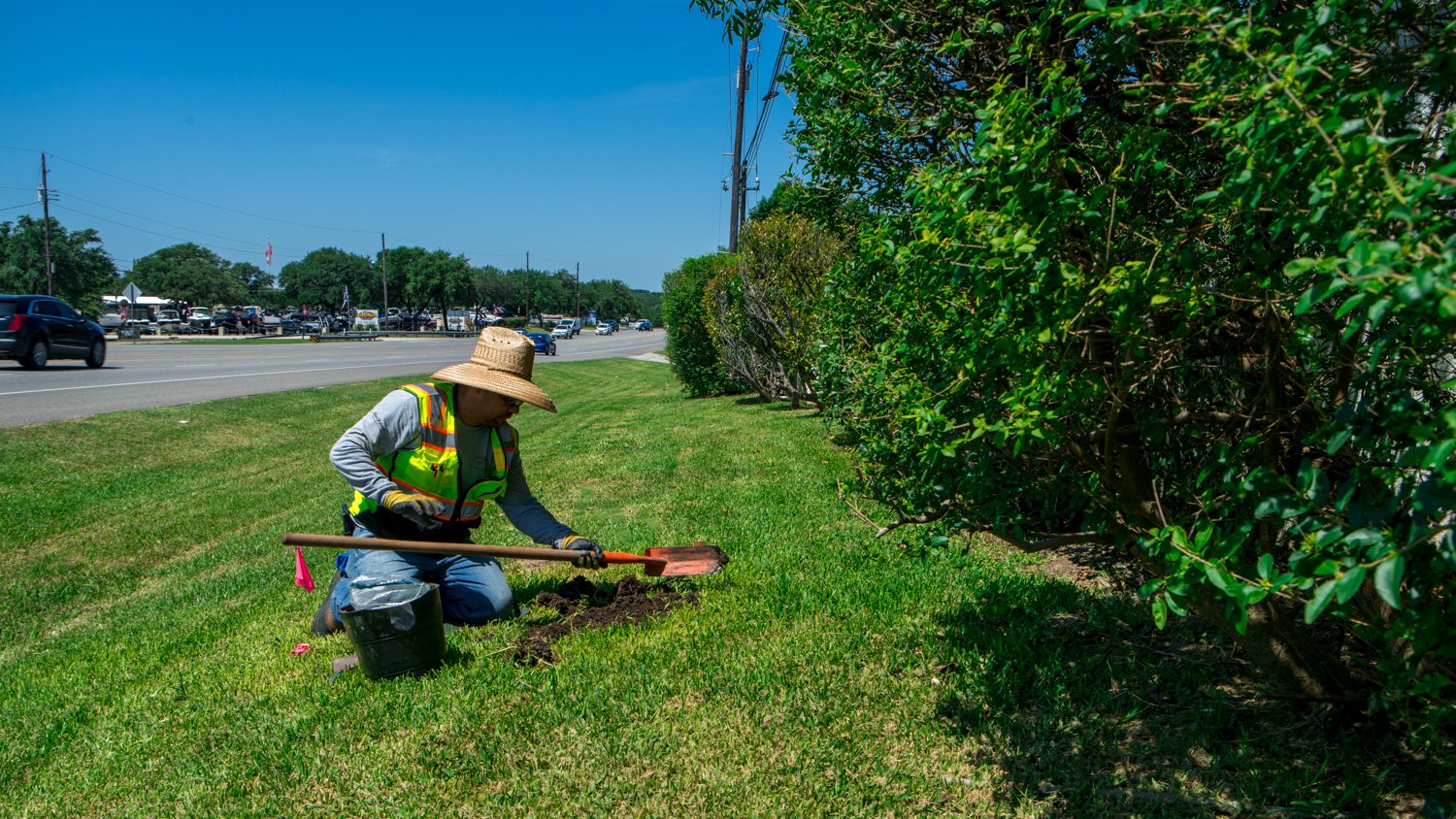 Commercial irrigation crew upgrading irrigation heads