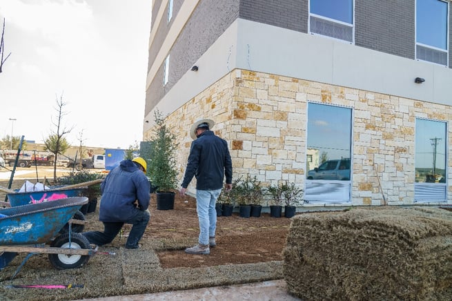 Turf installation at Tru and Home2 Suites By Hilton